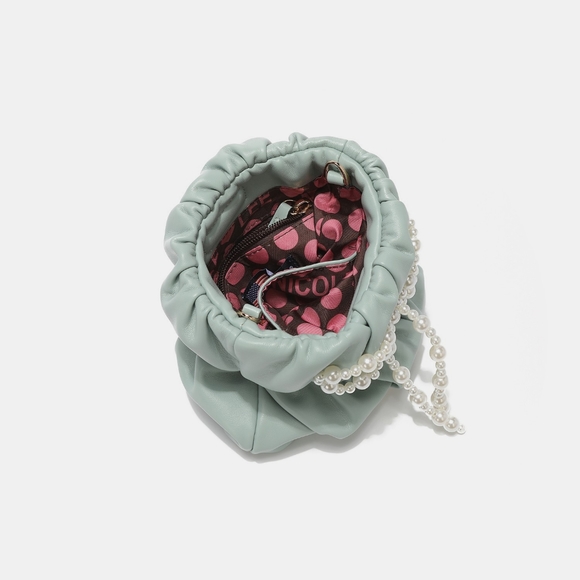 Nicole Lee USA Vegan Leather Pearl Bow Crossbody Chain Strap Purse - Picture 10 of 15